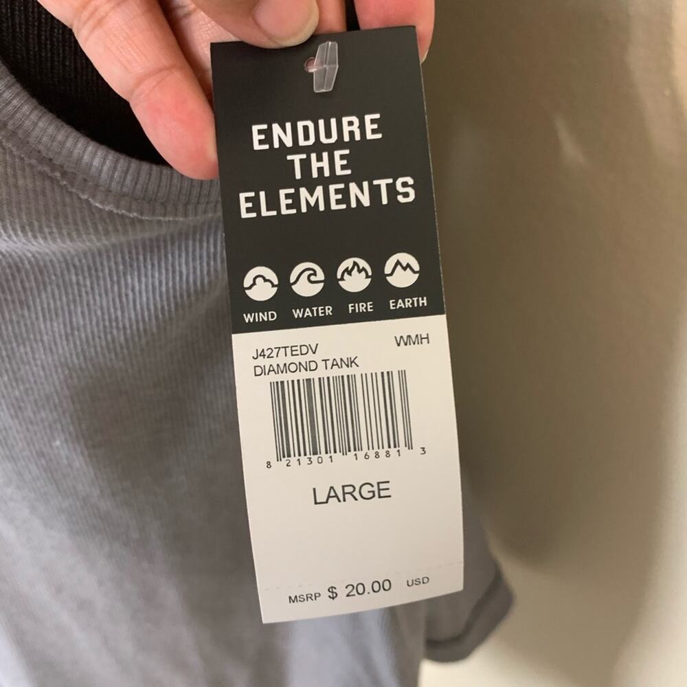 Element Diamond Ribbed Tank Top Gray Size Large - Picture 7 of 8